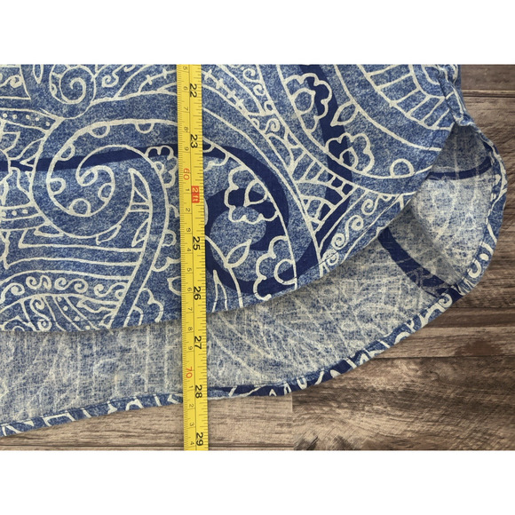 Chico's 100% Linen Shirt Size XL Blue Paisley Print Button Up 3/4 Sleeve - Picture 5 of 7
